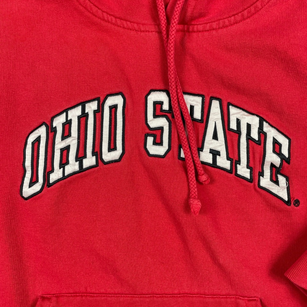 Ohio State Buckeyes Hoodie Mens Medium Red Starter Tackle Twill Fleece Pullover - Picture 4 of 8